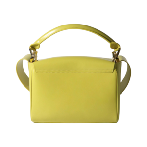 luxury yellow leather handbag back view