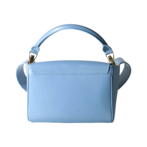 luxury blue leather crossbody bag back view