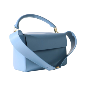 luxury blue leather handbag and crossbody