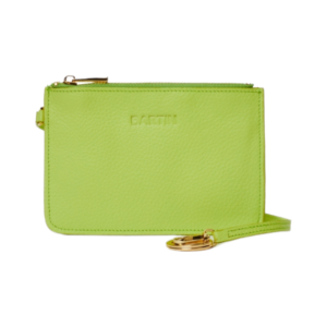 small green leather cardholder from premium leather: front view