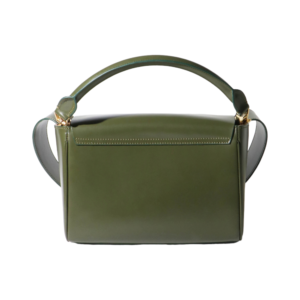 luxury green leather handbag back view