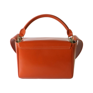 premium leather handbag back view