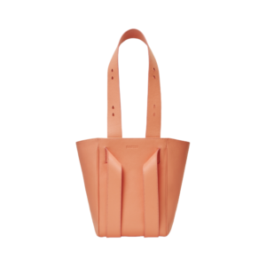 pink leather handbag with long adjustable strap